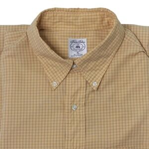 Brooks Brothers Sport Shirt Vintage XL Gold Tan Tattersall Check Cotton 1980s